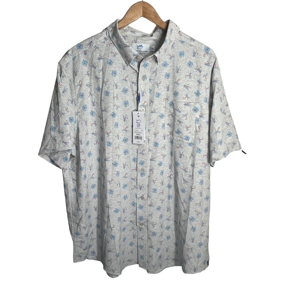 Southern Tide Gray Floral Casual Button Down Shirt - Picture 2 of 5